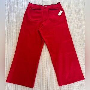 Maeve Colette Crop Wide-Leg Pants Sweater Knit Edition Anthropologie LARGE Red